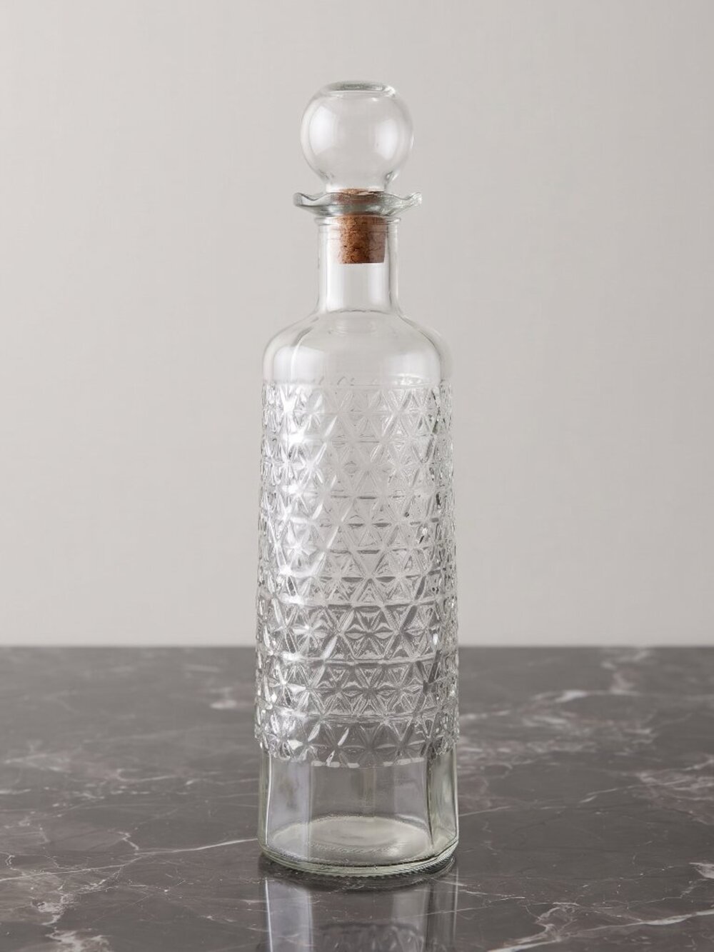 Vintage 1958 Schenley Whiskey Glass Decanter Snowflake Embossed Cork Stopper